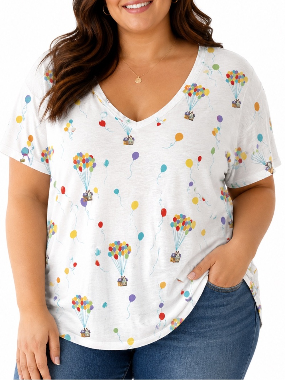 Torrid White V-Neck Disney Pixar “UP” graphic tee
